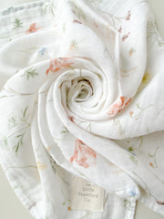 British Wildflower Muslin Swaddle Blanket