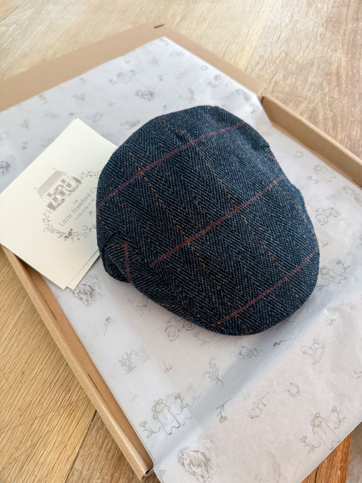 Mini Tweed Flat Cap - Navy