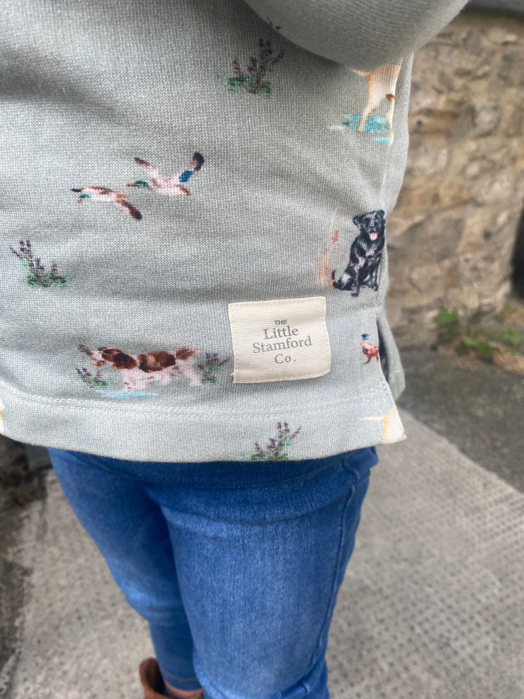 Dog Print Sweatshirt for baby and toddler and children by The Little Stamford Company featuring labradors and spaniels and gun dogs