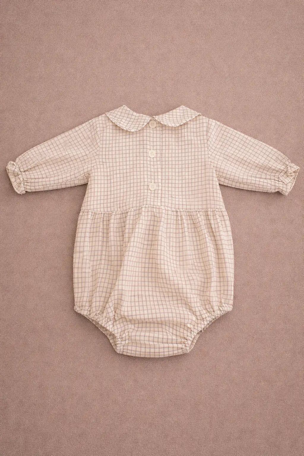 Isla Country Tattersall Girl’s Romper in Blue/Pink check