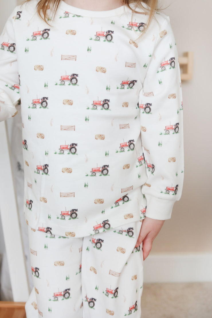 SALT AND PEPPER Jungen Pyjama Mit Tractor Print Und All-Over Druck Pyjamaset, True Navy, 104 Cm-110 Cm