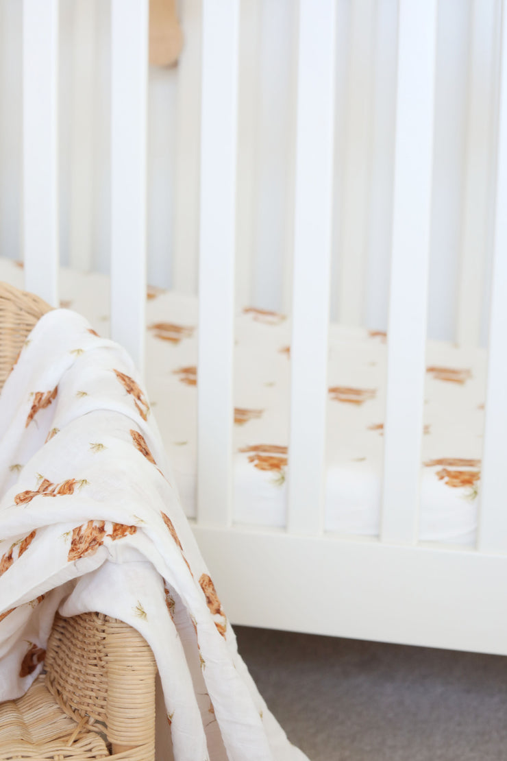 Highland cow cot bed sheet (organic cotton)