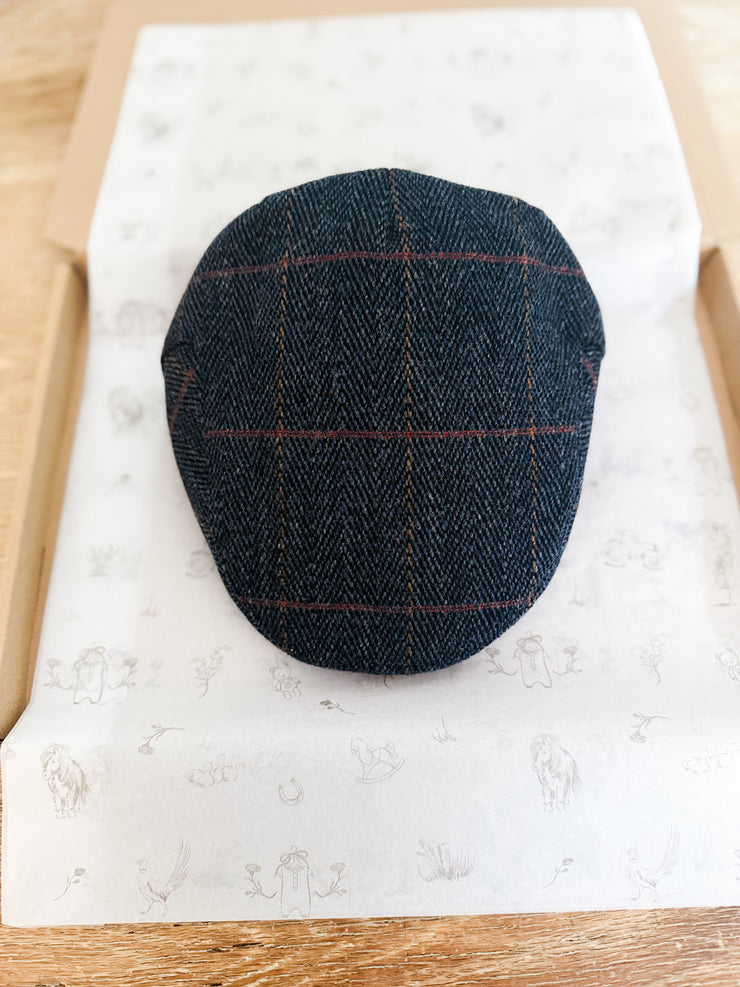 Mini Tweed Flat Cap - Navy