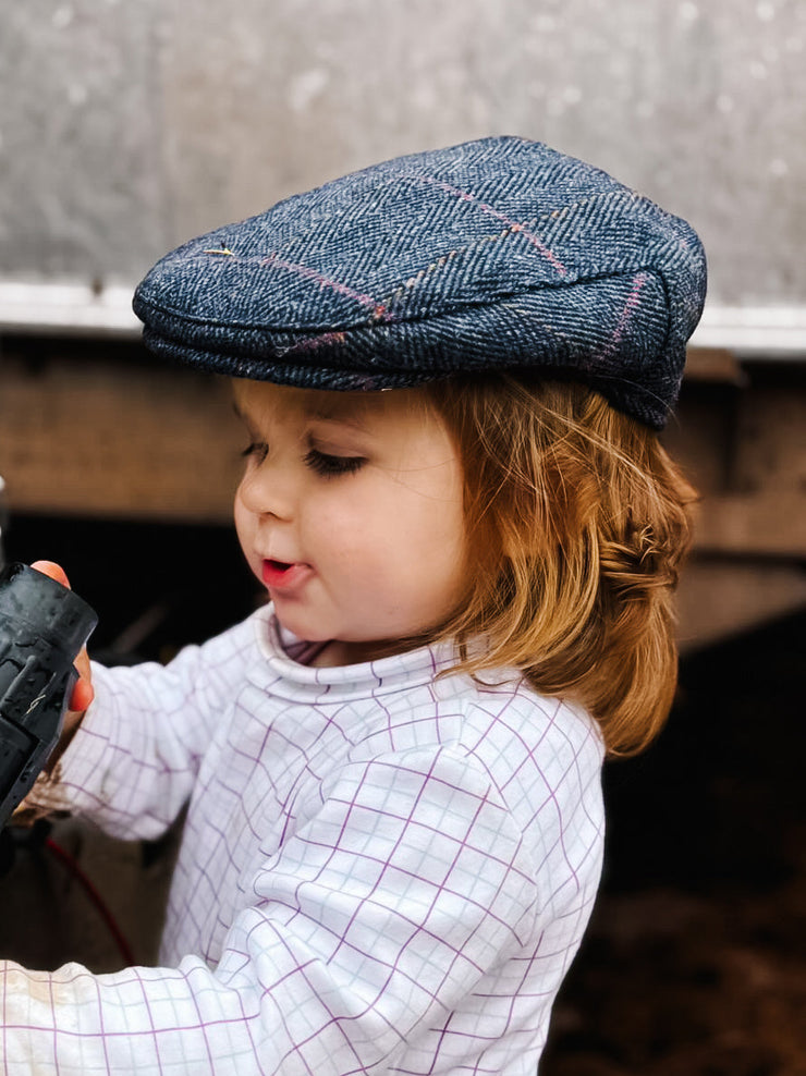 Mini Tweed Flat Cap - Navy