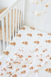 Highland cow cot bed sheet (organic cotton)