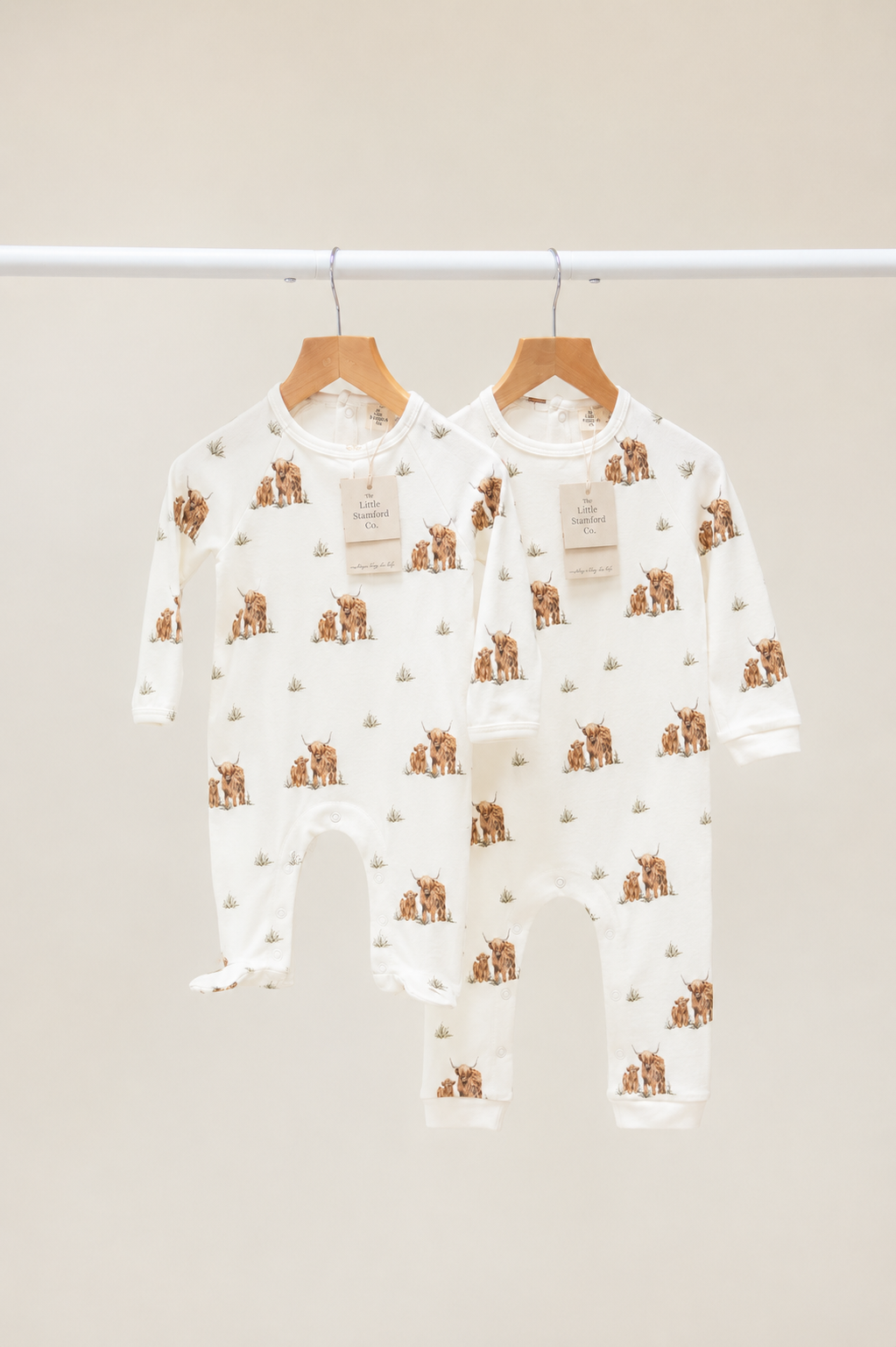 Highland Cow Farm Baby Sleepsuit