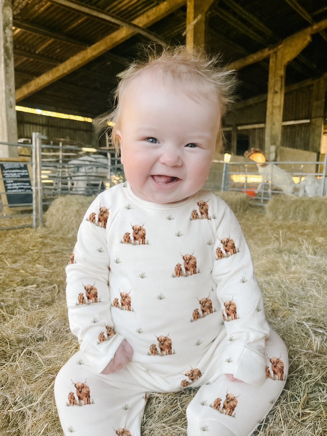 Highland Cow Farm Baby Sleepsuit