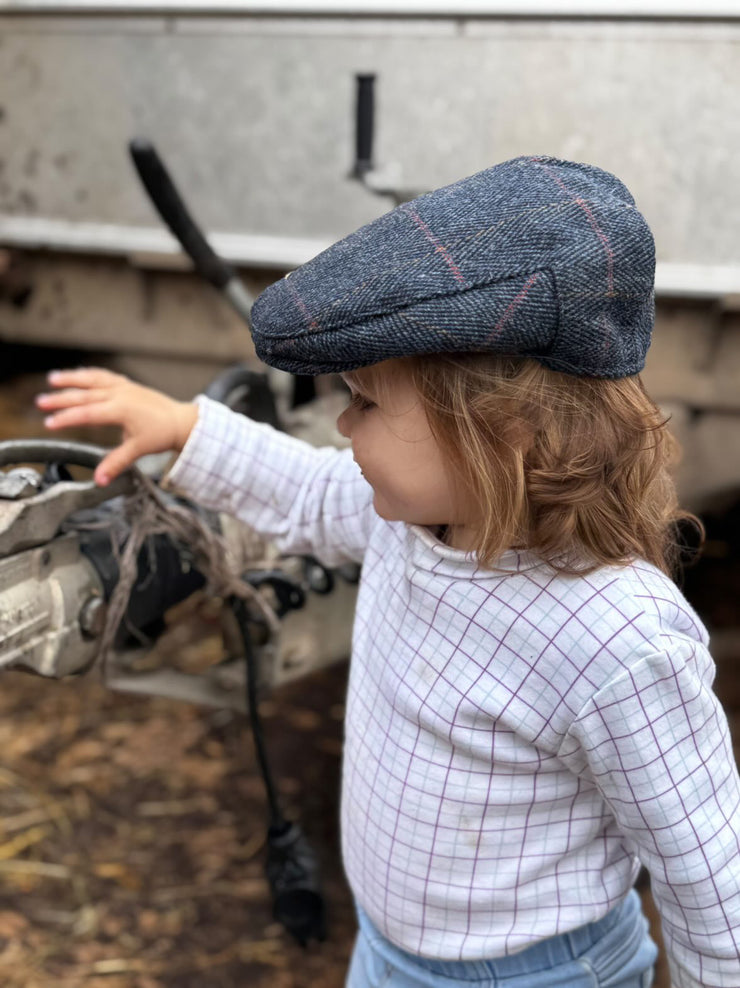 Mini Tweed Flat Cap - Navy