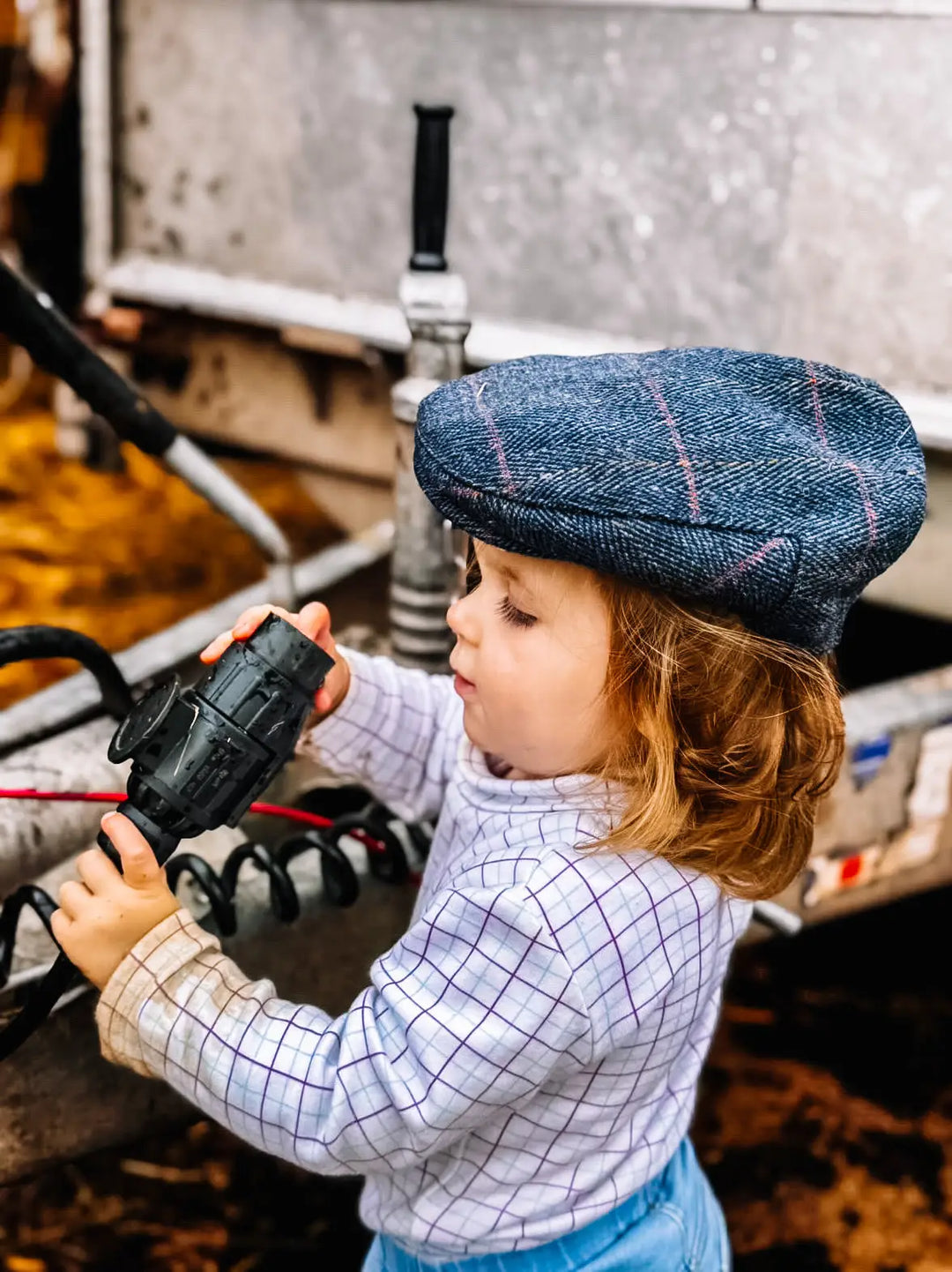 Mini Tweed Flat Cap - Navy