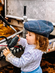 Mini Tweed Flat Cap - Navy