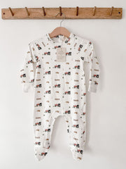 Vintage Tractor Baby Sleepsuit