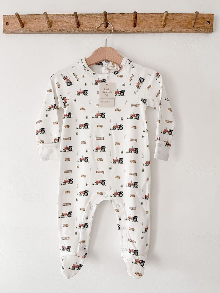 Vintage Tractor Baby Sleepsuit