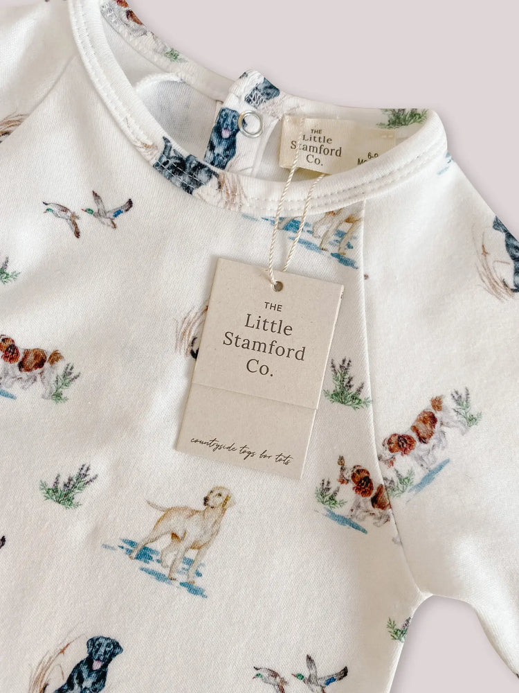 Dog print organic cotton sleepsuit