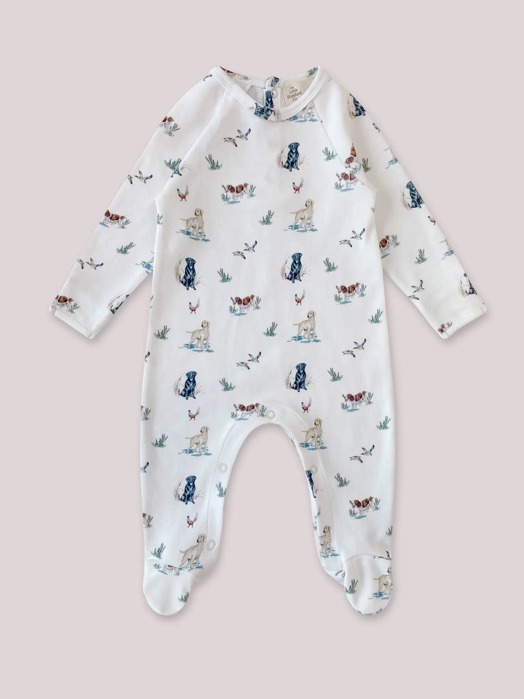 Dog print organic cotton sleepsuit