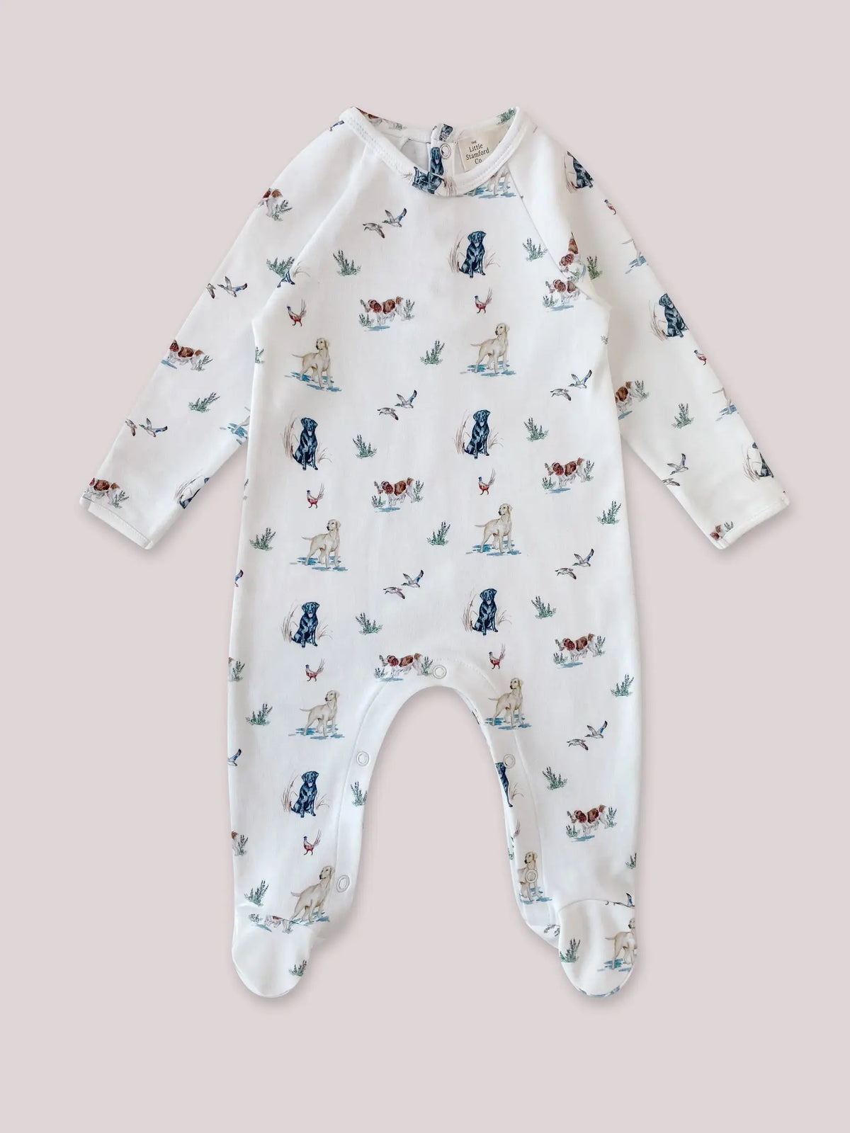 Dog print organic cotton sleepsuit