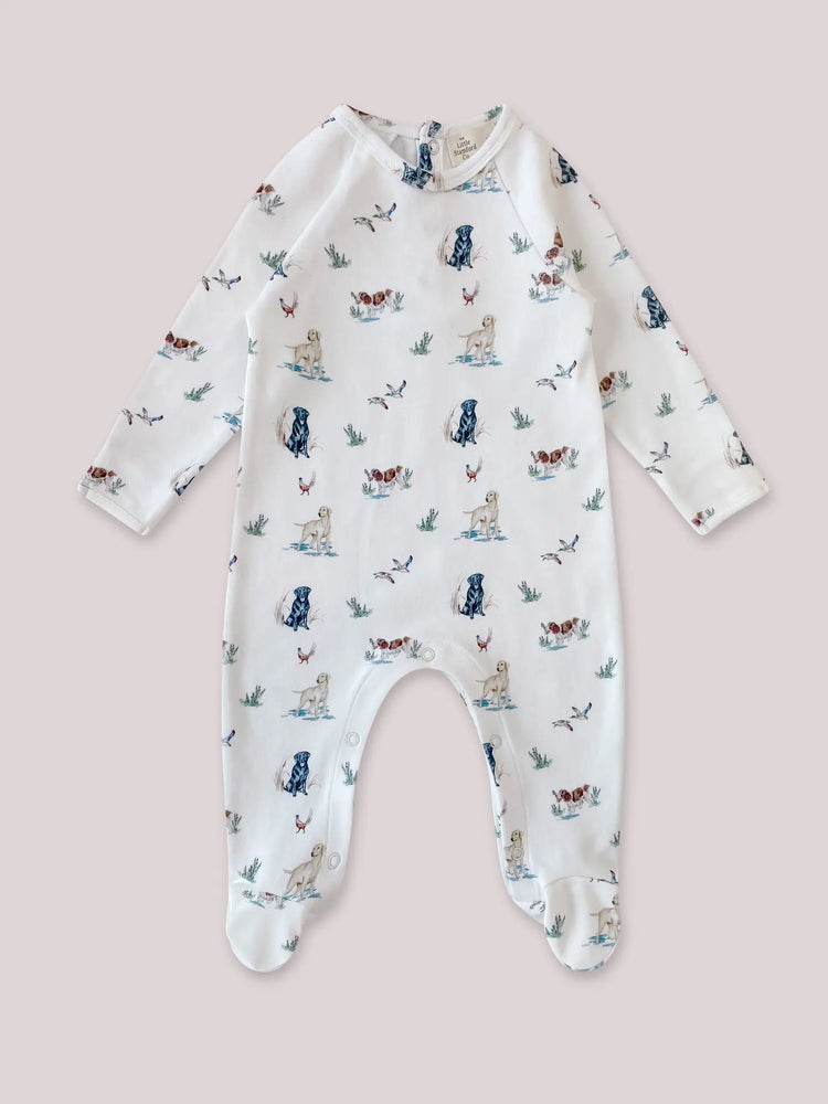 Dog print organic cotton sleepsuit