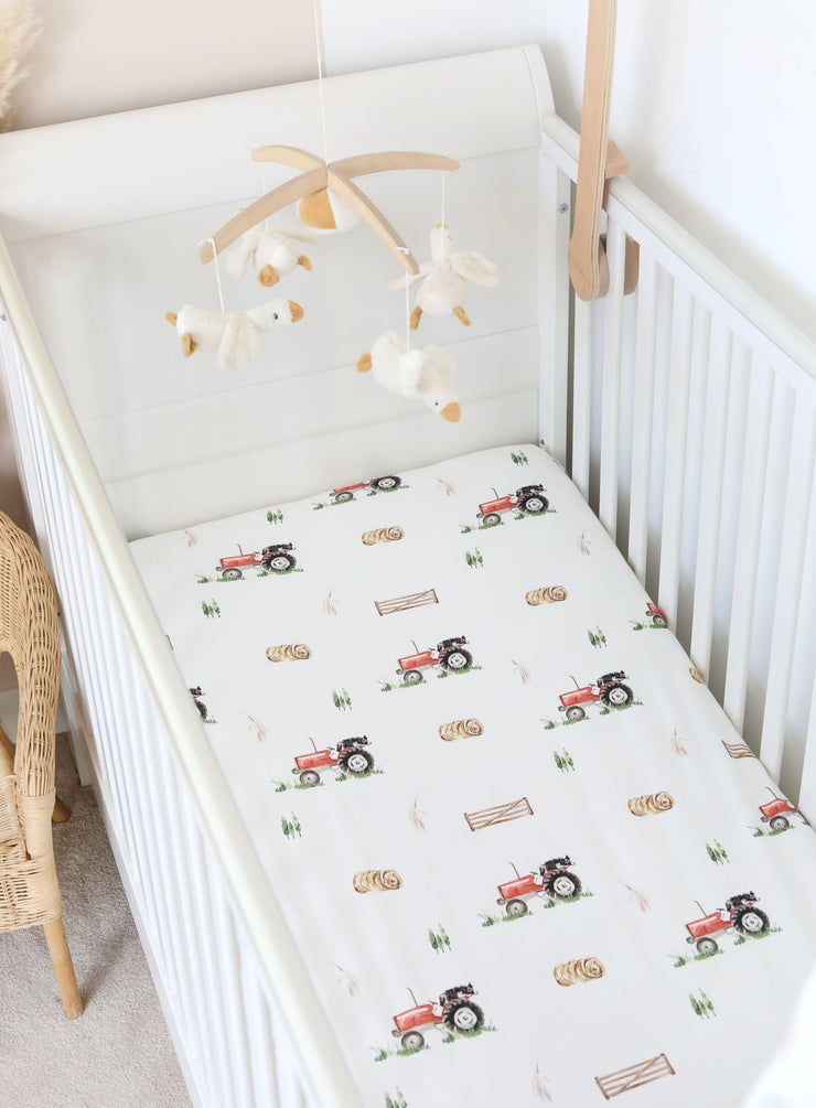Vintage Tractor cotbed sheet (organic cotton)