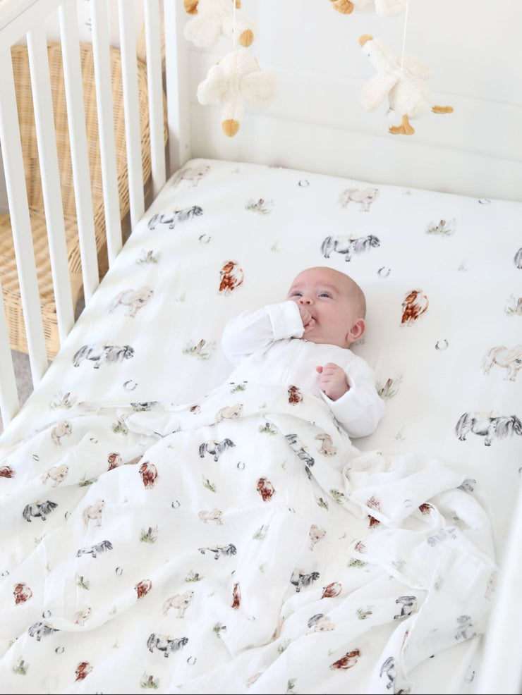 Pony Muslin Swaddle Blanket