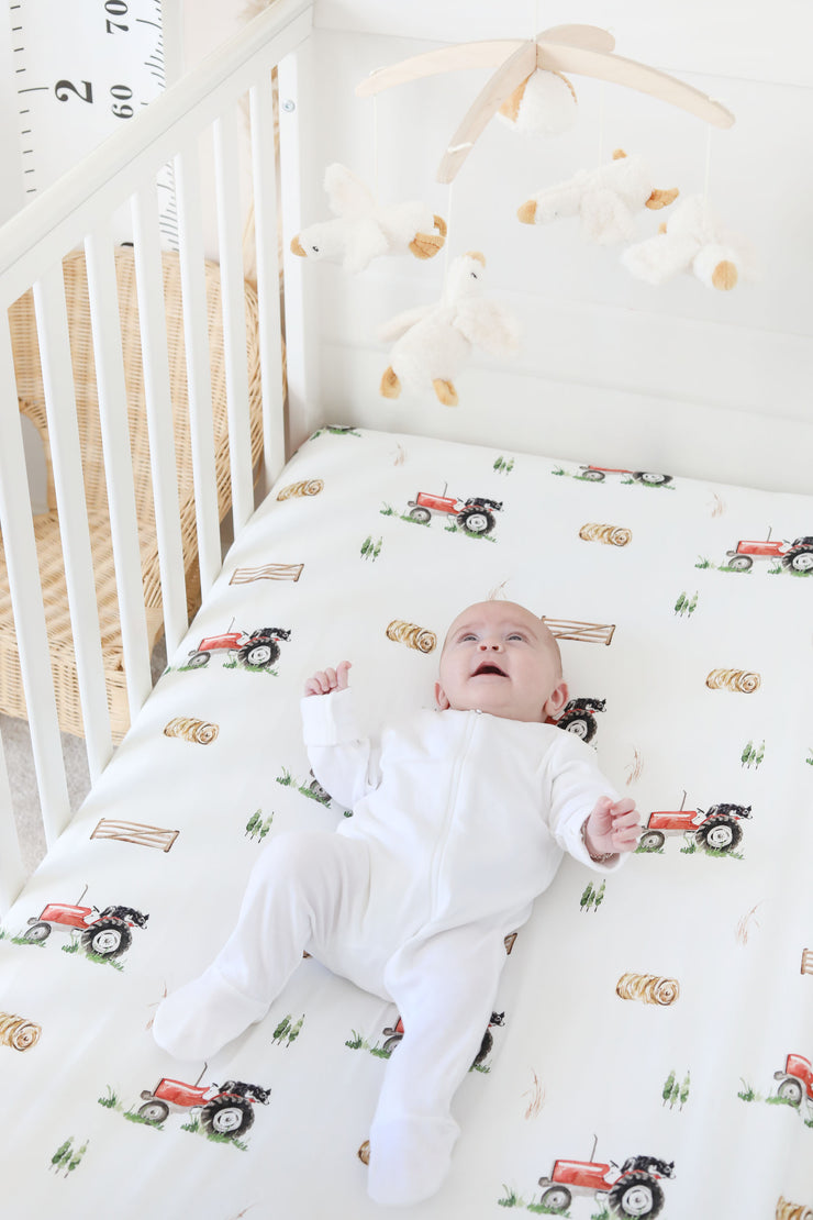 Vintage Tractor cotbed sheet (organic cotton)