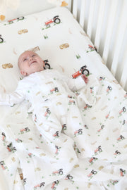 Vintage Tractor cotbed sheet (organic cotton)