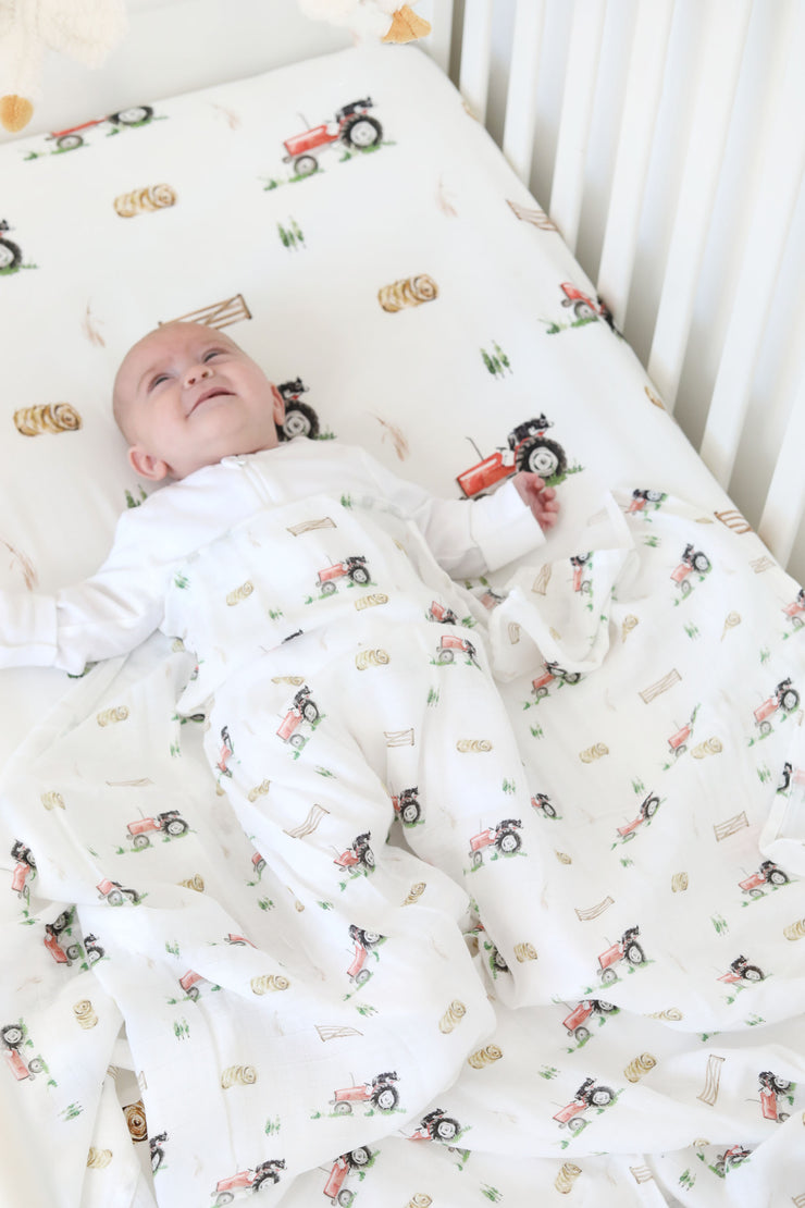 Vintage Tractor cotbed sheet (organic cotton)