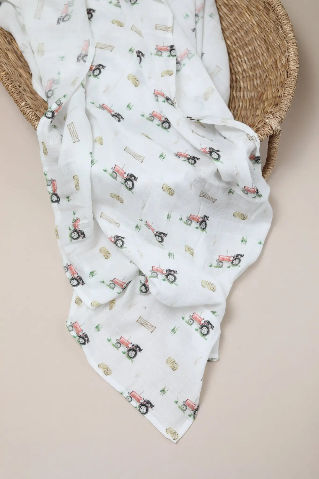 Vintage Tractor Muslin Swaddle Blanket