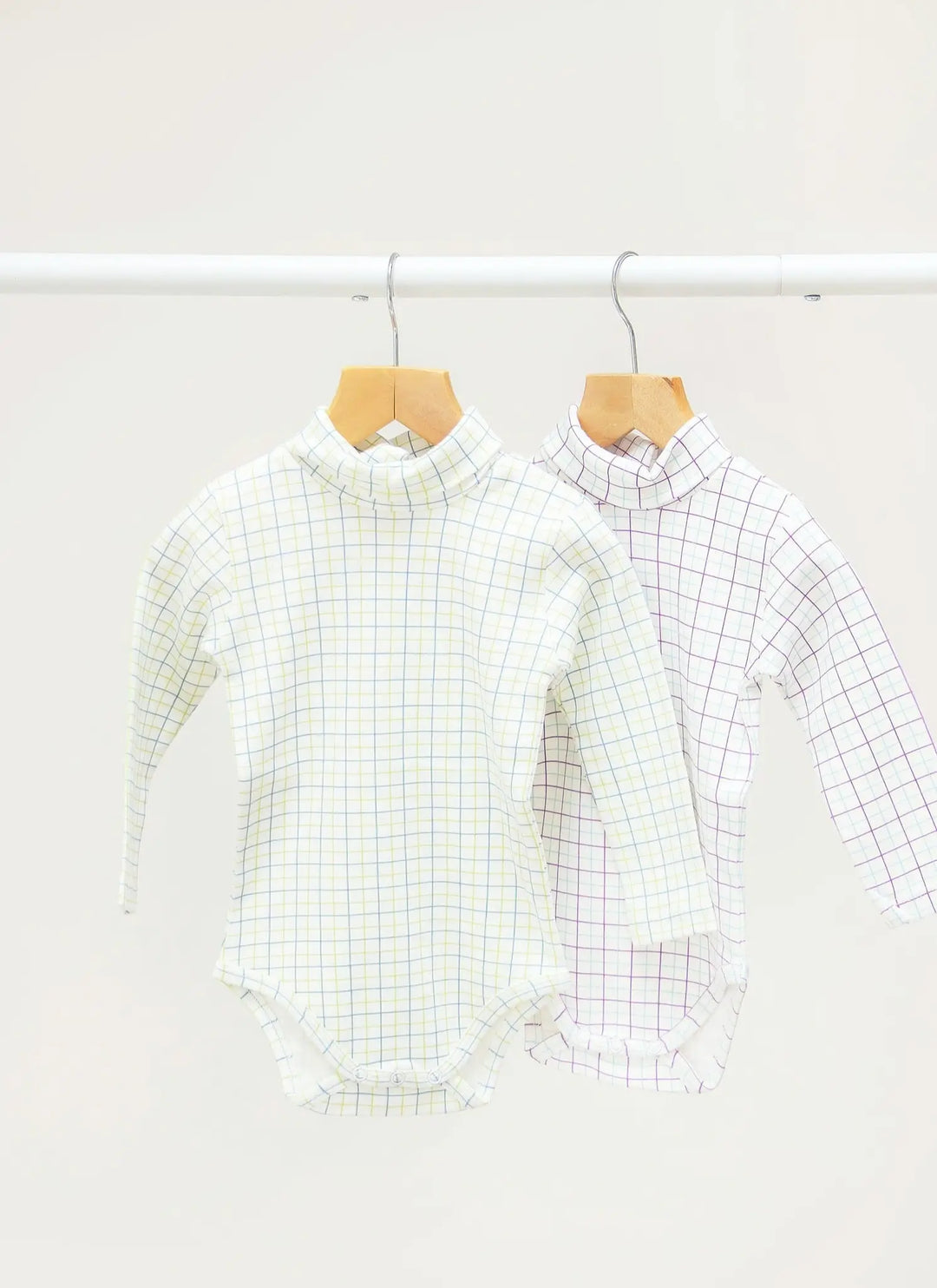 Tattersall Roll Neck Body Suit / Top - Green