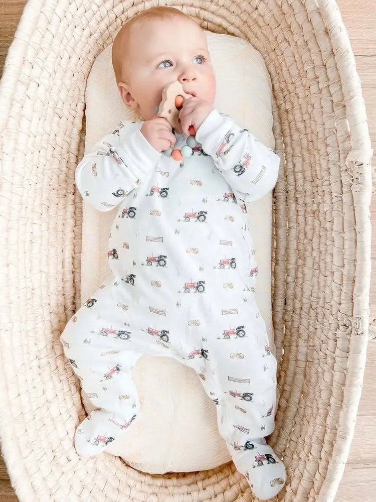 Tractor organic cotton sleepsuit