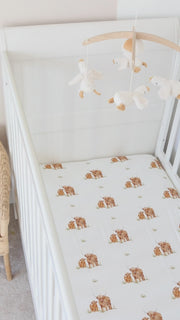Highland cow cot bed sheet (organic cotton)