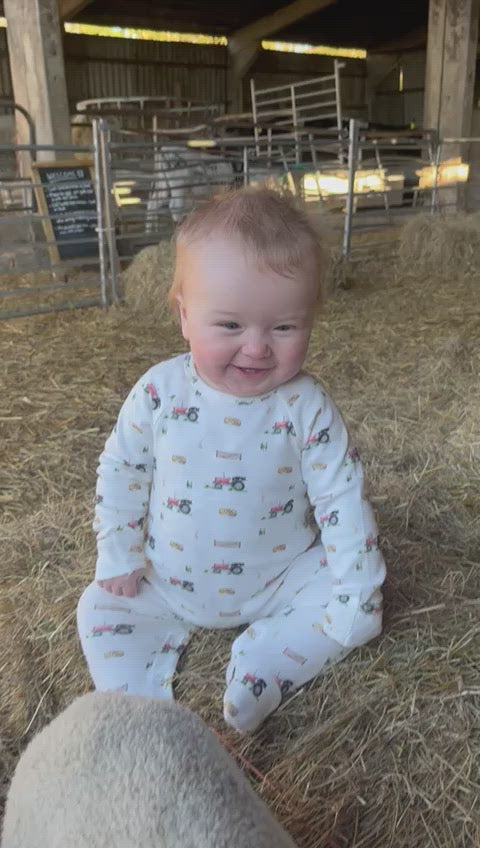 Vintage Tractor Baby Sleepsuit
