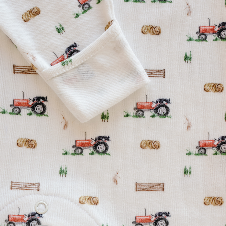 Tractor organic cotton sleepsuit