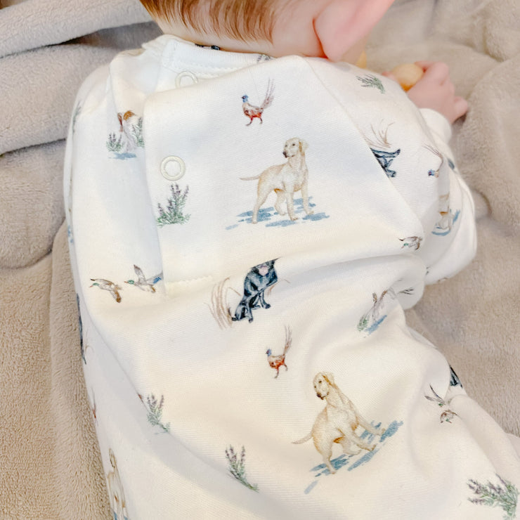 Dog print organic cotton sleepsuit