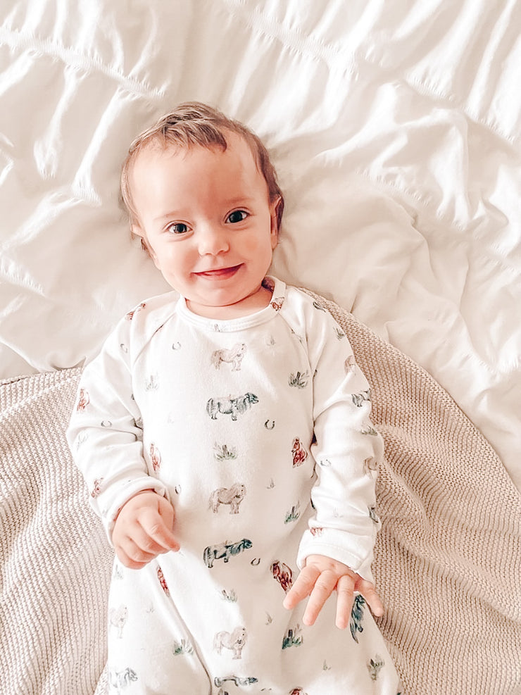 Pony print baby sleepsuit