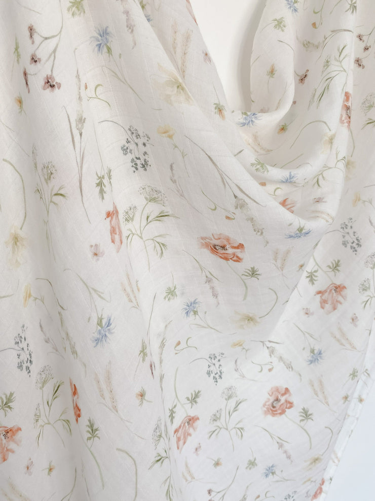 British wildflower large muslin blanket