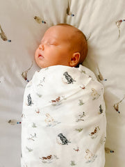 Dog print muslin swaddle blanket