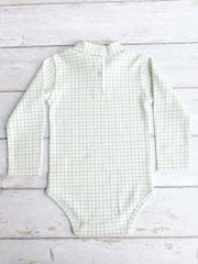 Tattersall Check Roll Neck Body Suit - Grey / Green